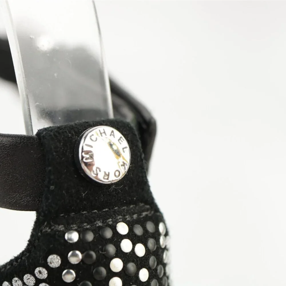 Michael Kors Womens Sienna Sandals Size 6.5 Black Suede Studded Ankle Strap Heel - Picture 7 of 15
